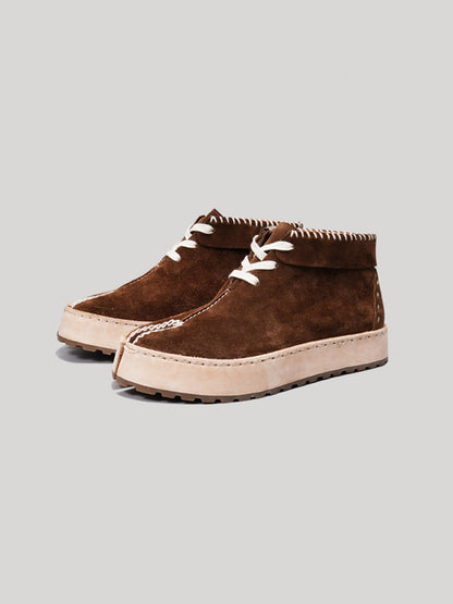 Split-Toe Leather Lace-Up Chukka Boots