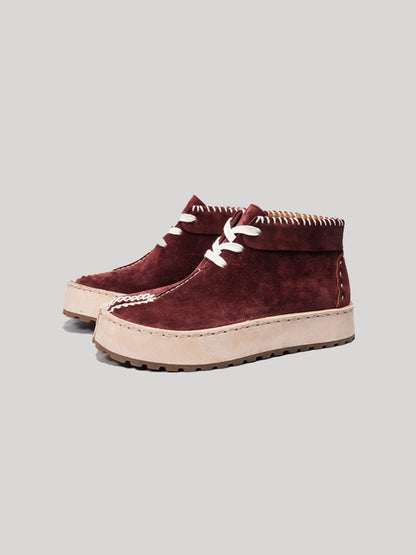 Split-Toe Leather Lace-Up Chukka Boots