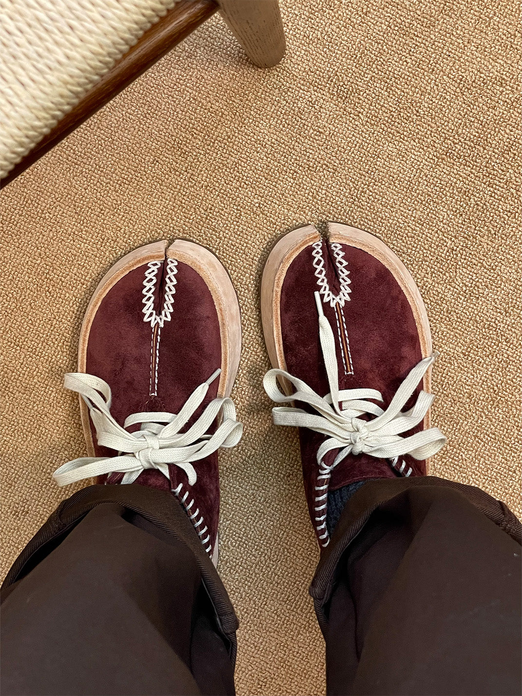 Split-Toe Leather Lace-Up Chukka Boots
