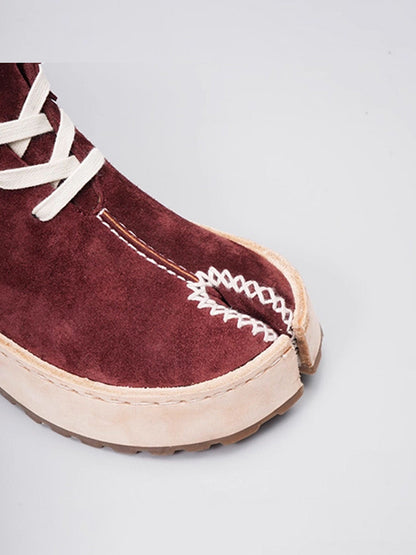 Split-Toe Leather Lace-Up Chukka Boots