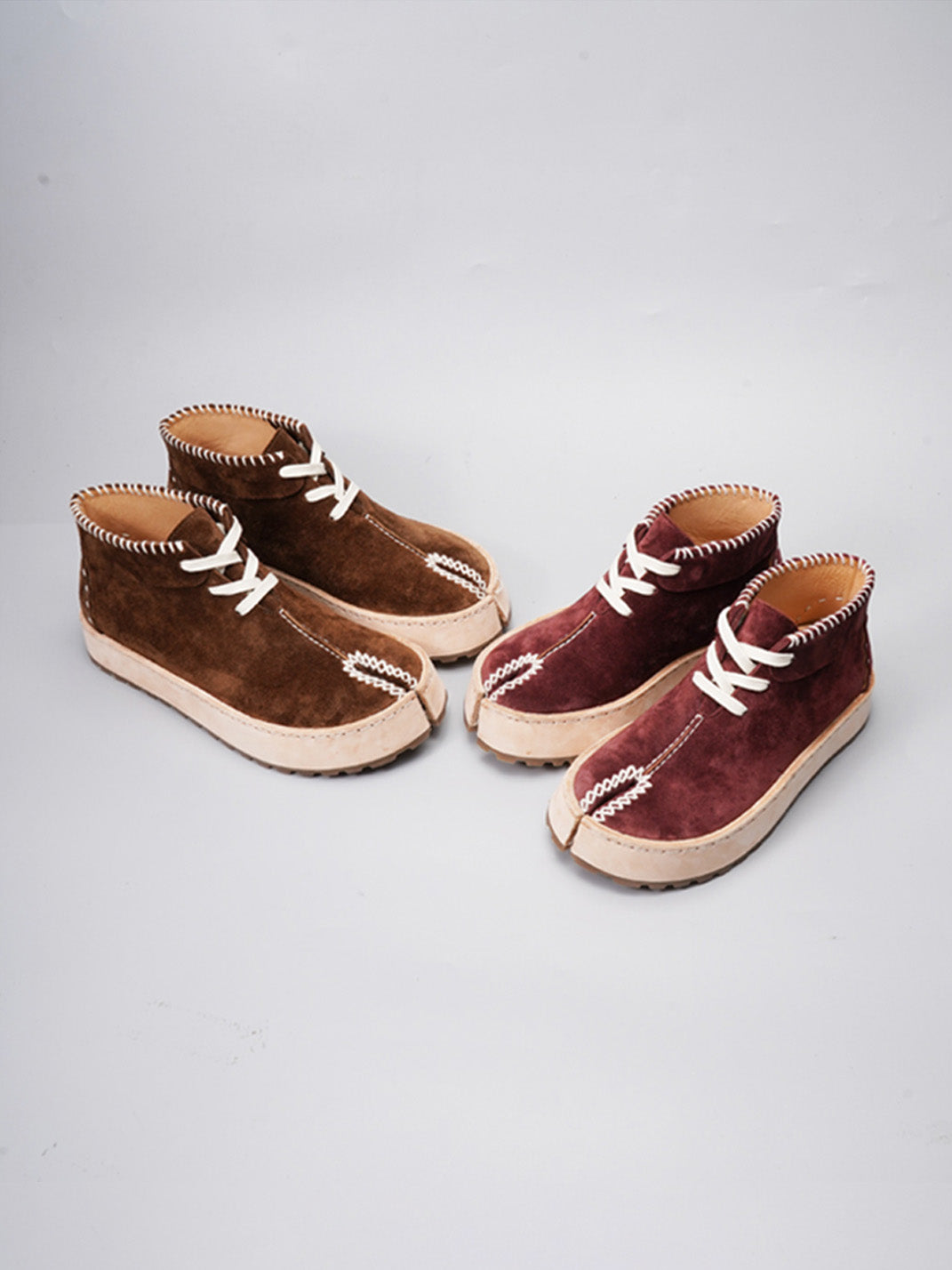 Split-Toe Leather Lace-Up Chukka Boots
