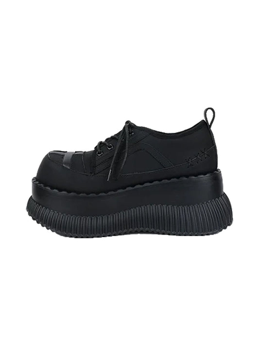 Cross-Toe Chunky Platform Lace-Up Shoes