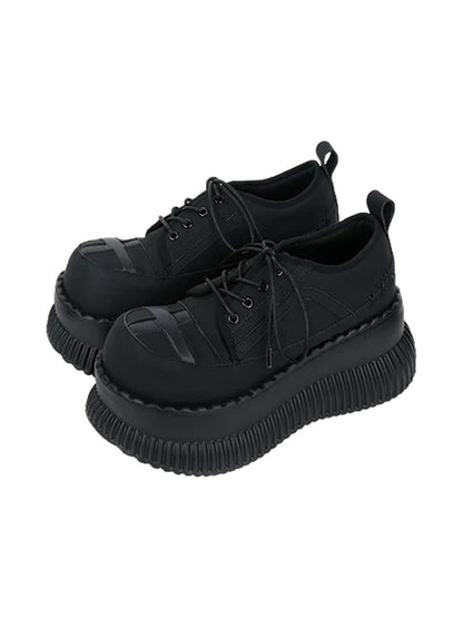 Cross-Toe Chunky Platform Lace-Up Shoes