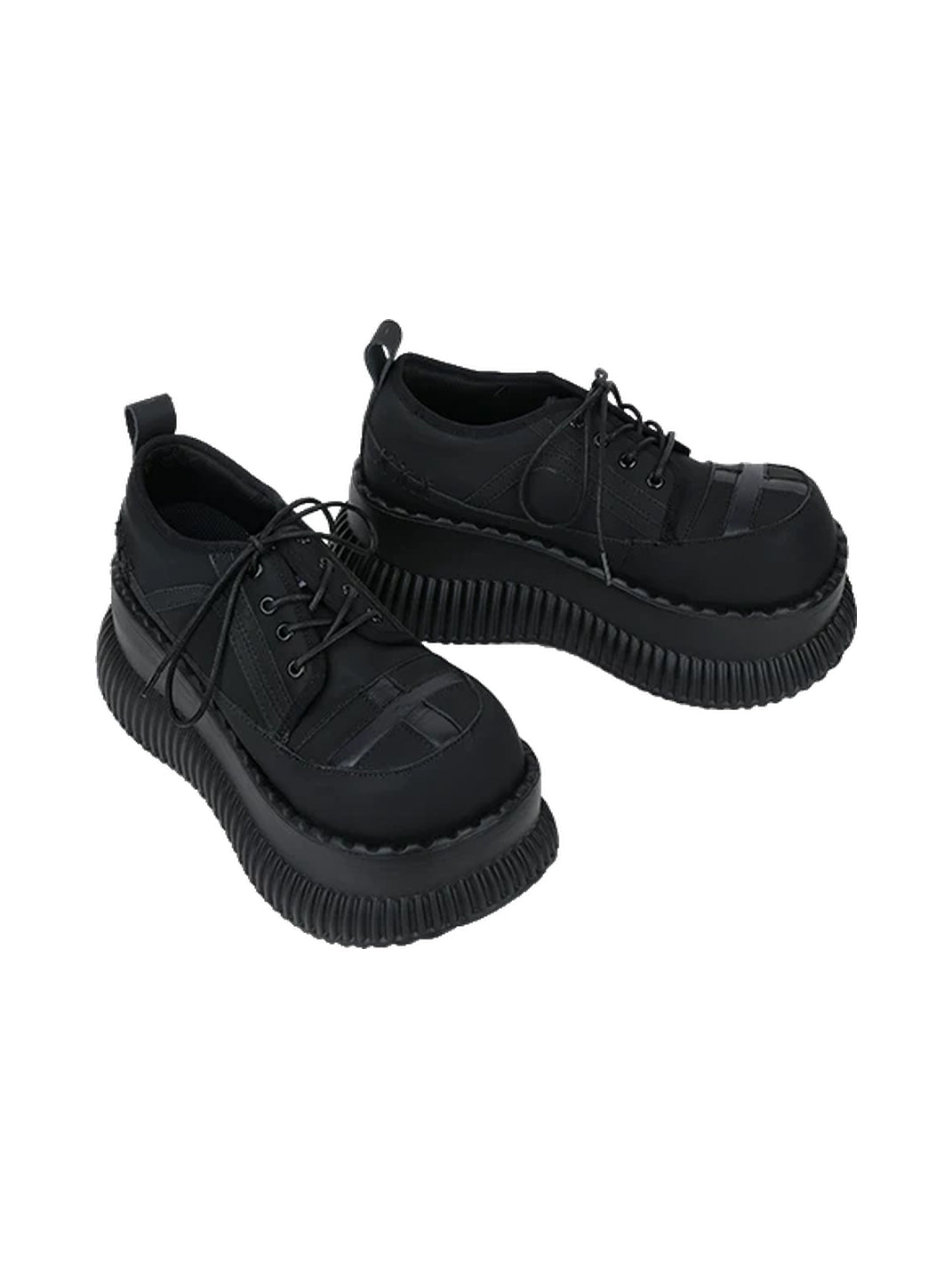 Cross-Toe Chunky Platform Lace-Up Shoes