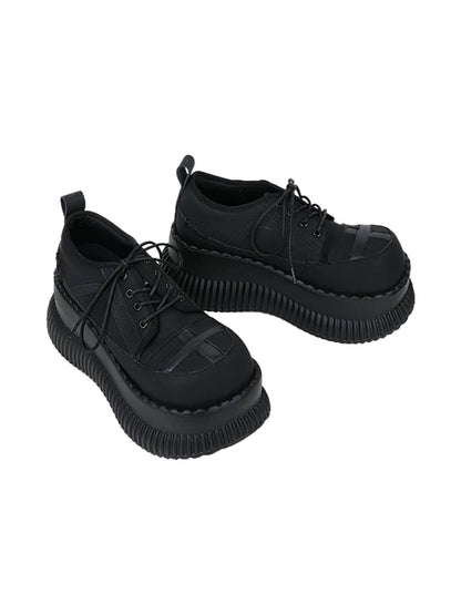 Cross-Toe Chunky Platform Lace-Up Shoes