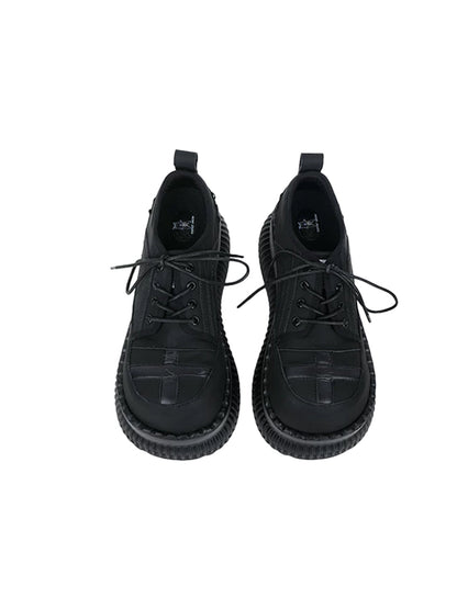Cross-Toe Chunky Platform Lace-Up Shoes