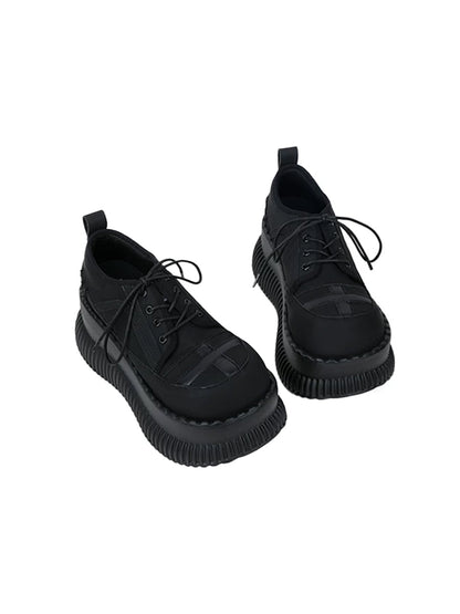 Cross-Toe Chunky Platform Lace-Up Shoes