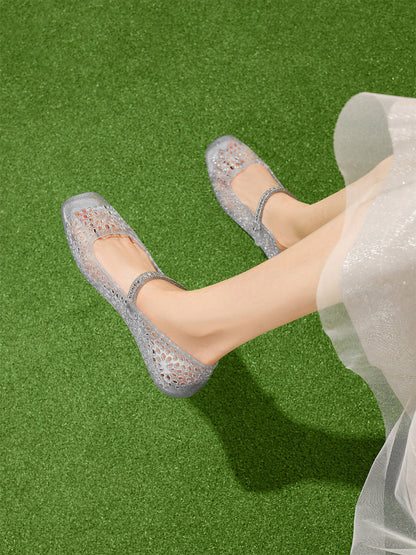 Crystal Glitter Mary Jane Ballet Flats