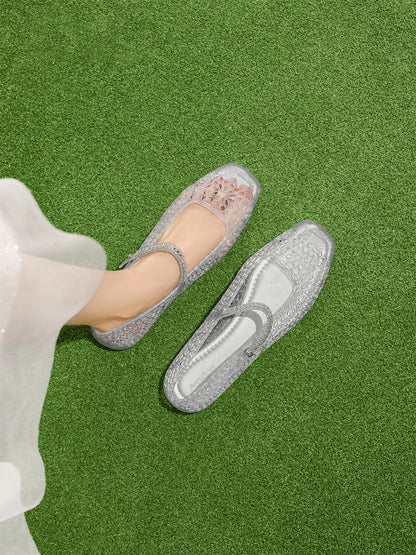 Crystal Glitter Mary Jane Ballet Flats