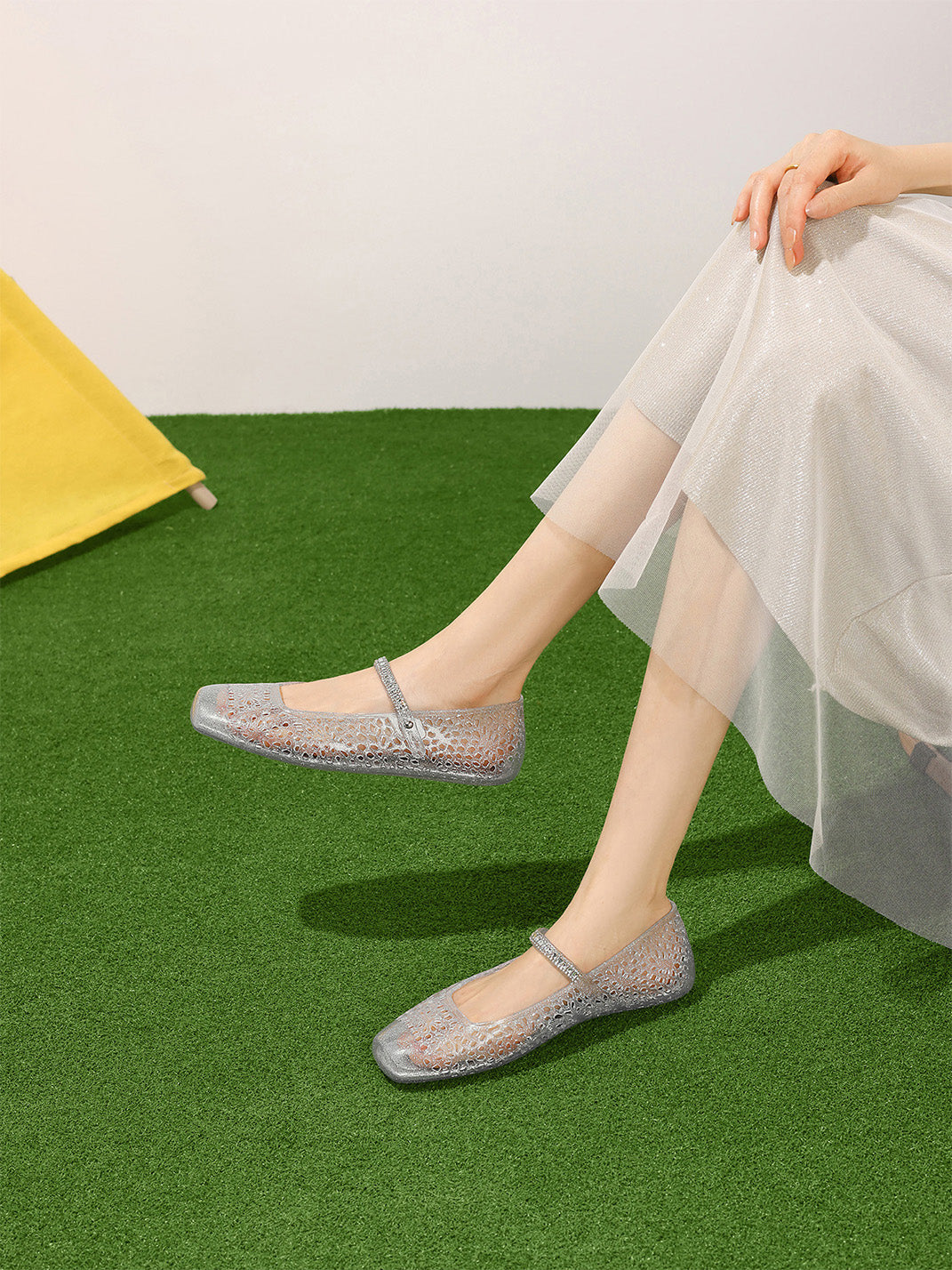 Crystal Glitter Mary Jane Ballet Flats