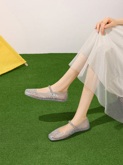 Crystal Glitter Mary Jane Ballet Flats