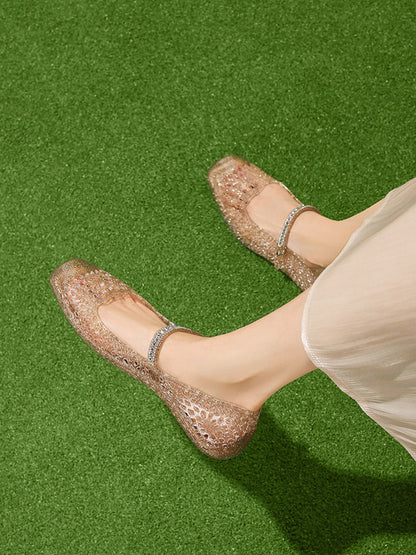 Crystal Glitter Mary Jane Ballet Flats