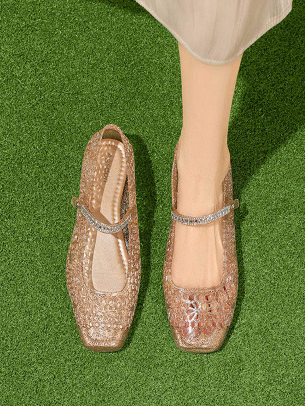 Crystal Glitter Mary Jane Ballet Flats