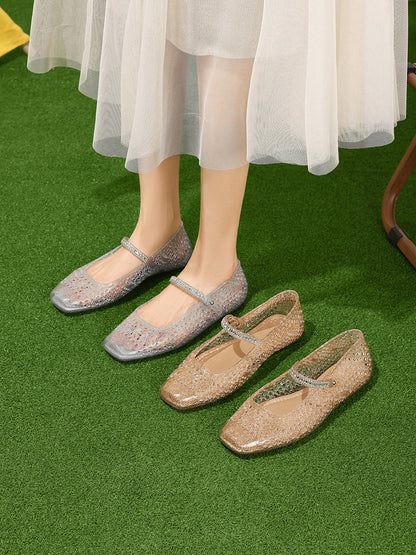 Crystal Glitter Mary Jane Ballet Flats