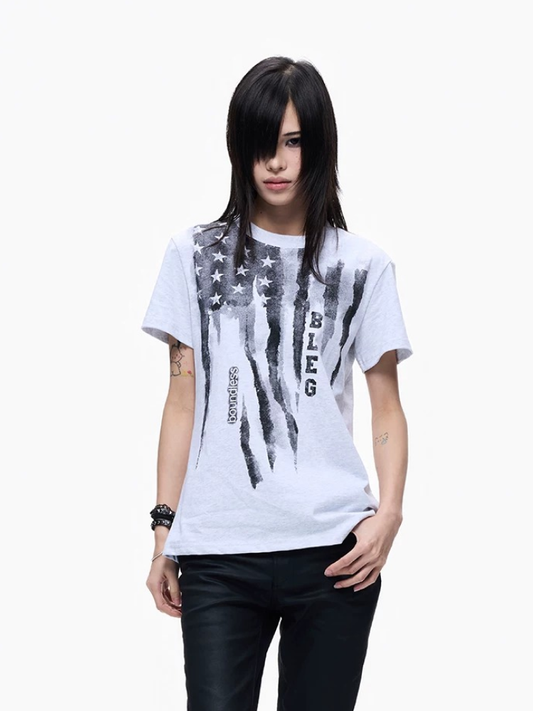 Washed Short-sleeve Slim-fit Cotton T-shirt