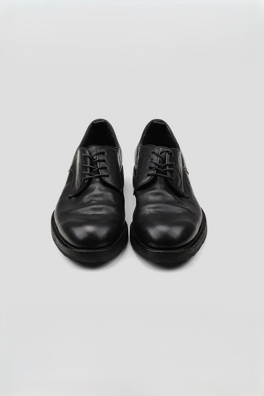 Wrinkled Pointed Derby Shoes