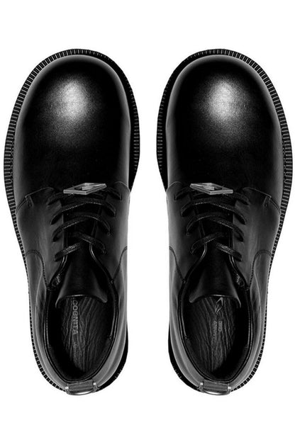 Black Leather Platform Derby Shoes
