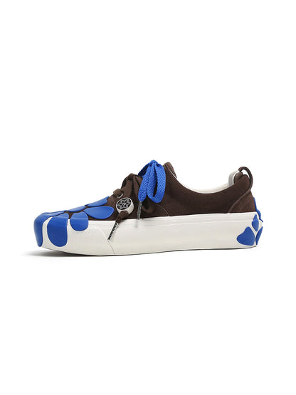 Daisy-Detail Double-Lace Suede Platform Sneakers