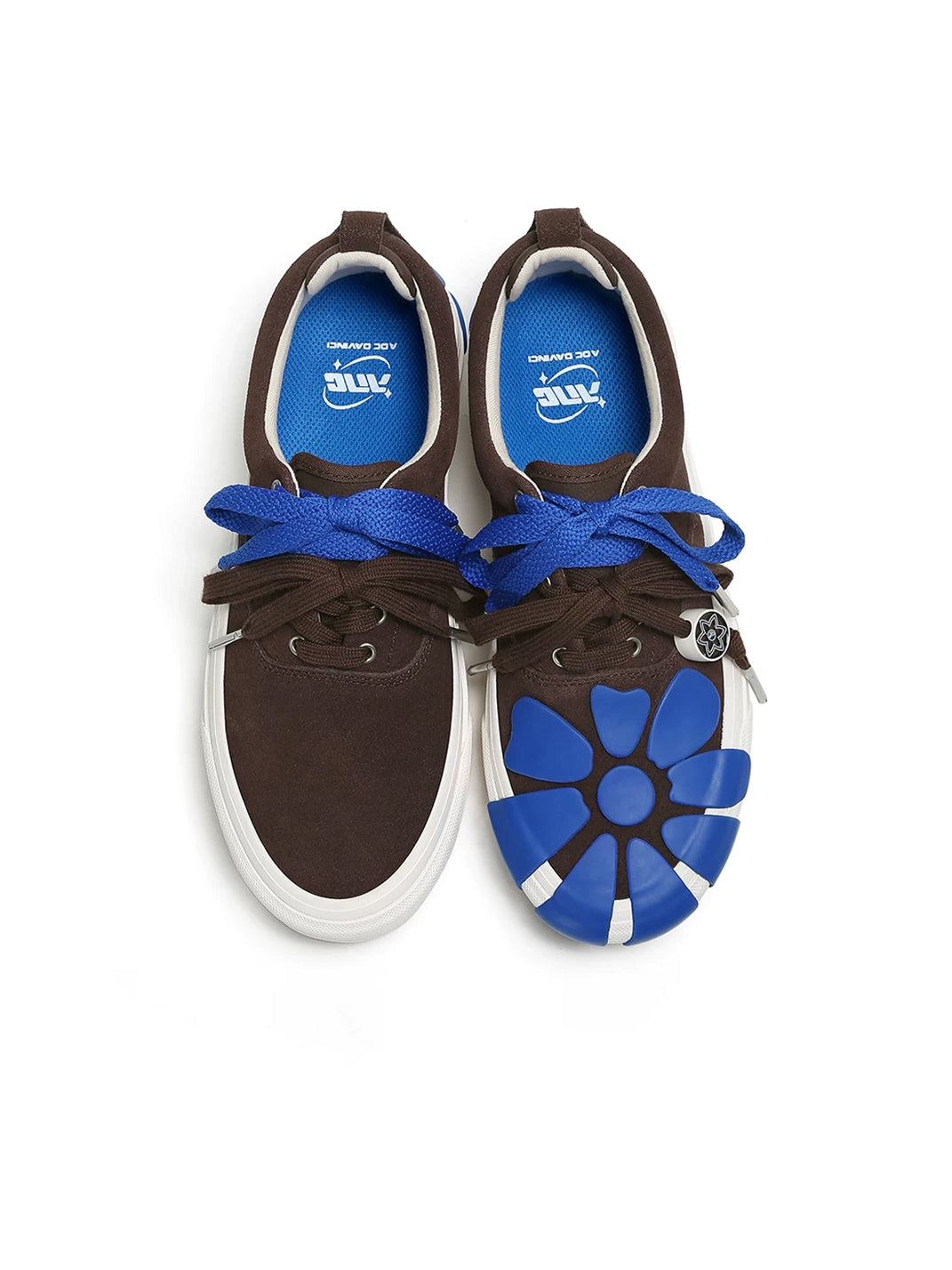 Daisy-Detail Double-Lace Suede Platform Sneakers