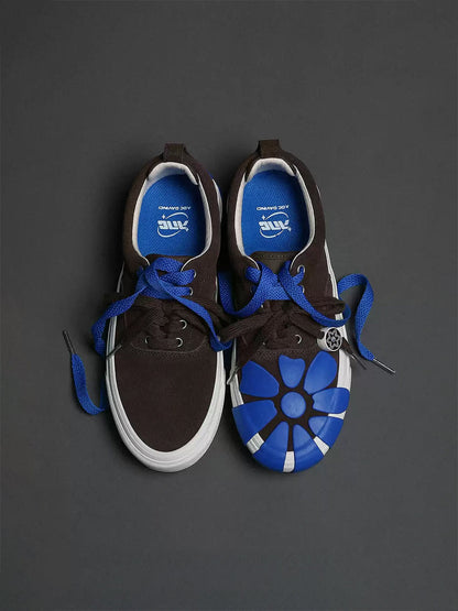 Daisy-Detail Double-Lace Suede Platform Sneakers