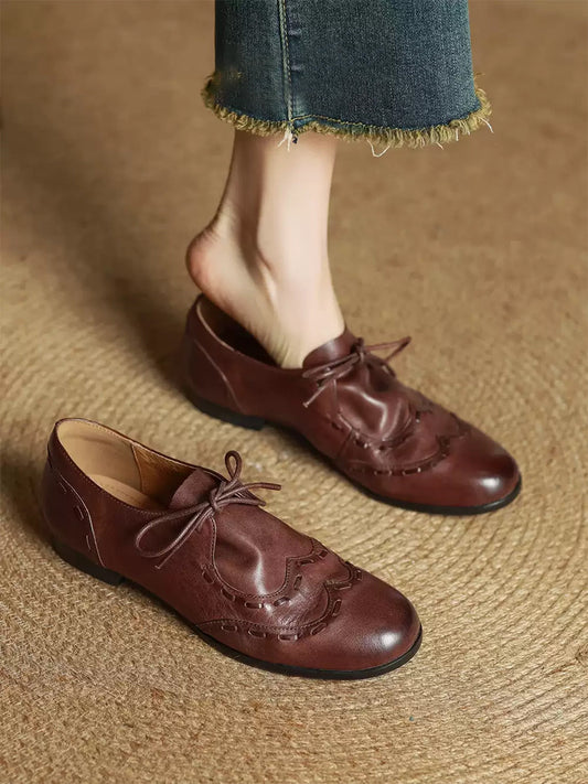 Leather Low-Profile Lace-Up Shoes
