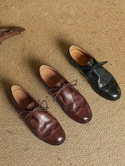 Leather Low-Profile Lace-Up Shoes