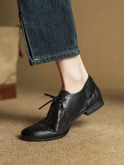 Leather Low-Profile Lace-Up Shoes