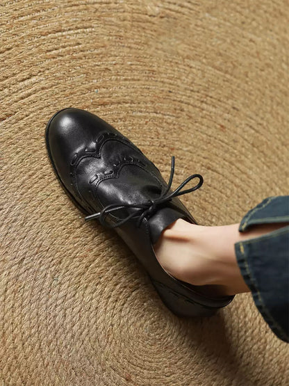 Leather Low-Profile Lace-Up Shoes