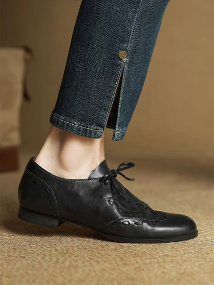 Leather Low-Profile Lace-Up Shoes
