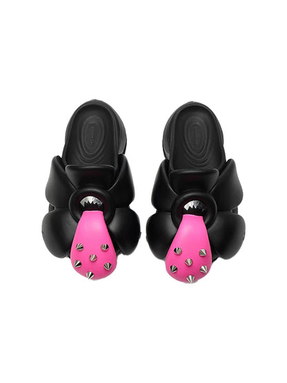 Sculpted Bloom Platform Slip-On Shoes