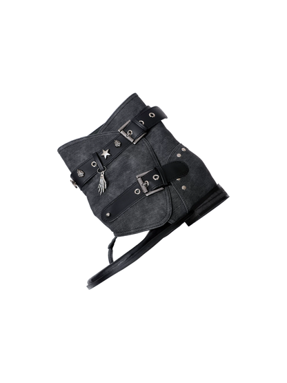Denim Thong Buckle Ankle Sandal Boots