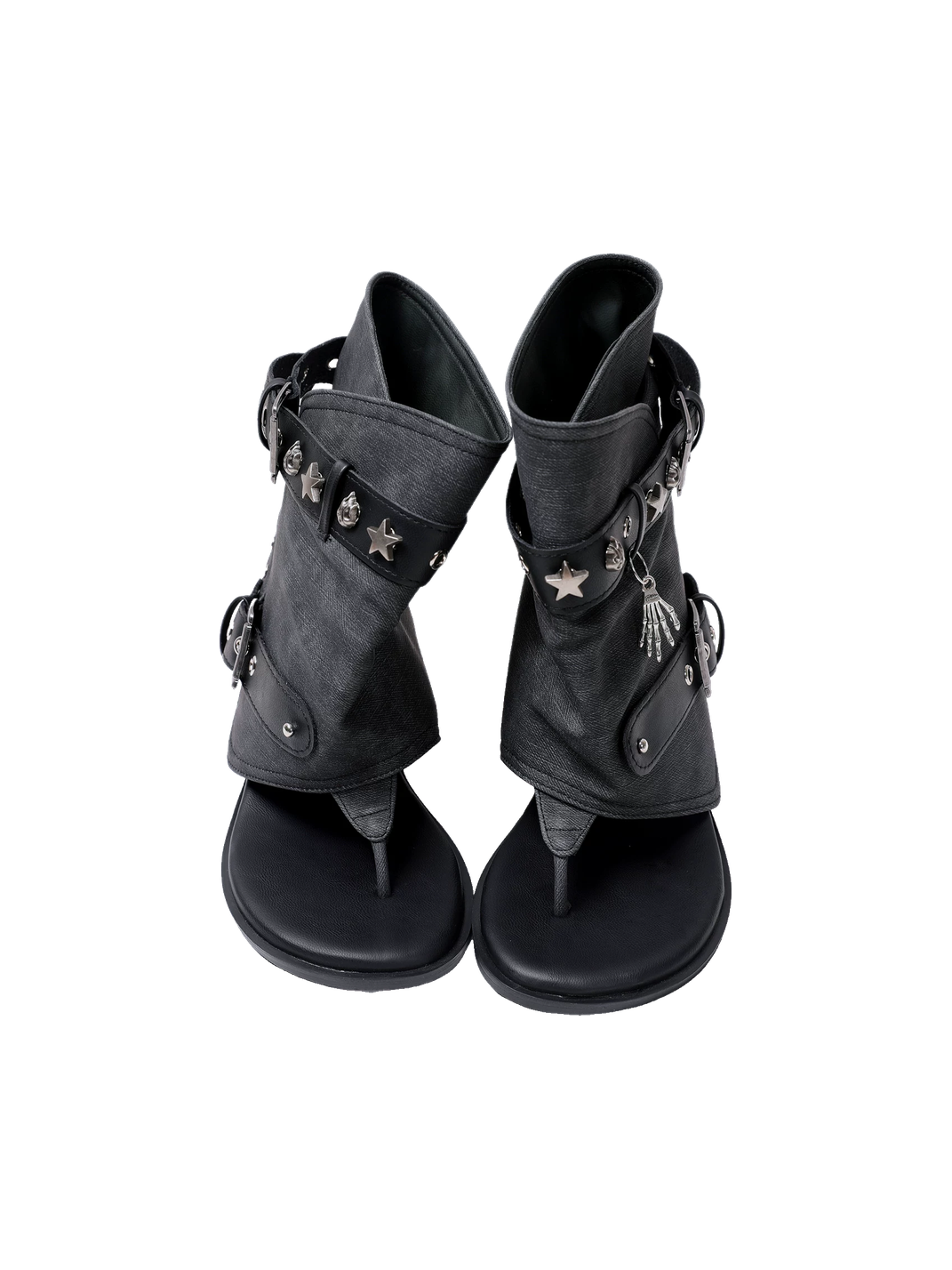 Denim Thong Buckle Ankle Sandal Boots