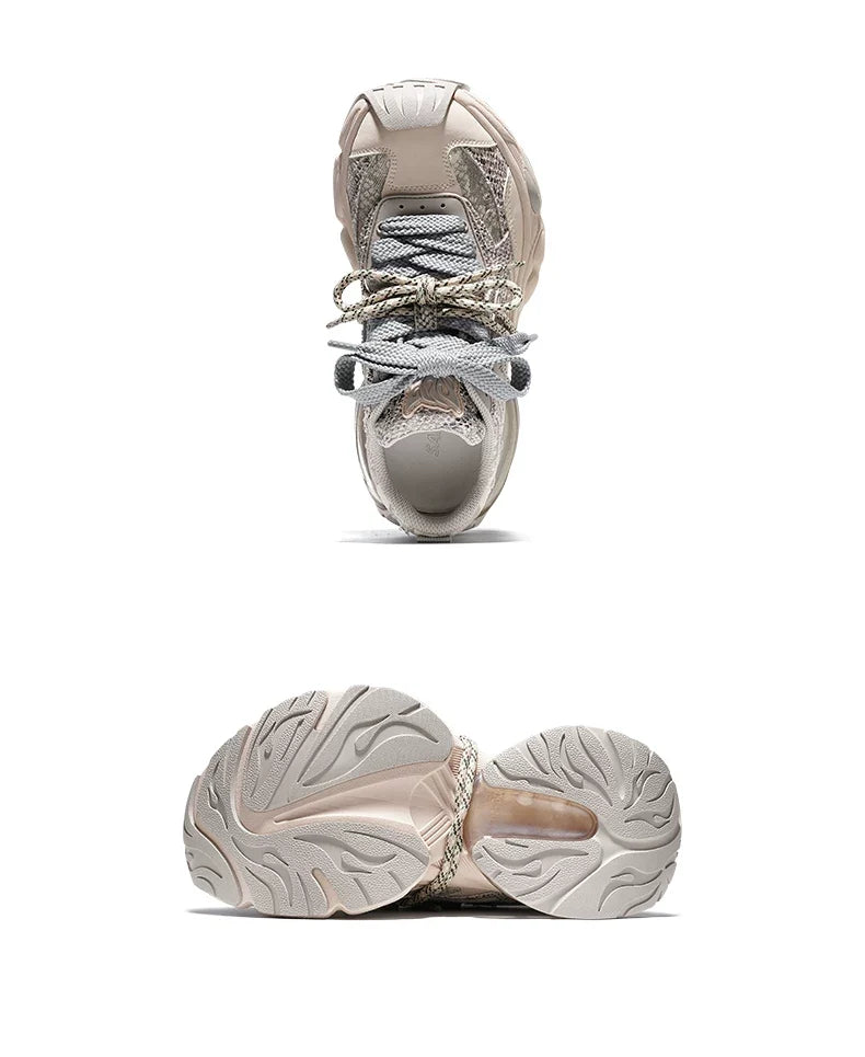 Distressed Mesh Air-Cushion Chunky Sneakers