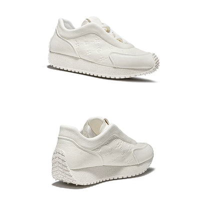 Sculpted Spike-Sole Leather Sneakers