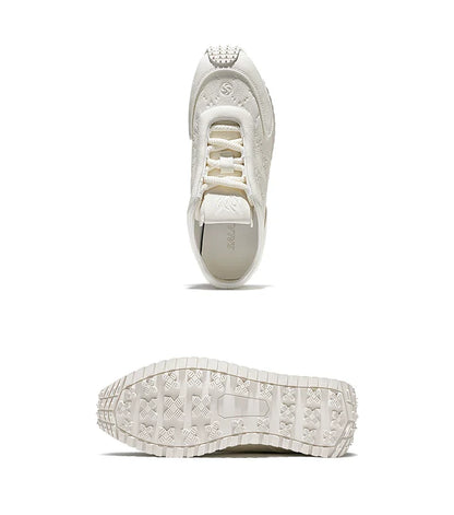Sculpted Spike-Sole Leather Sneakers