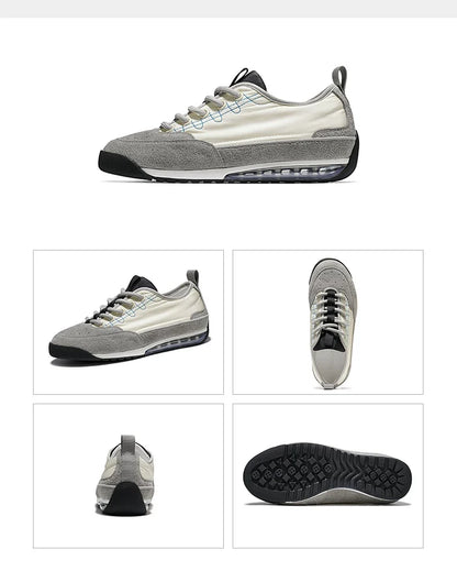Suede-Panel Air-Cushion Low-Top Sneakers