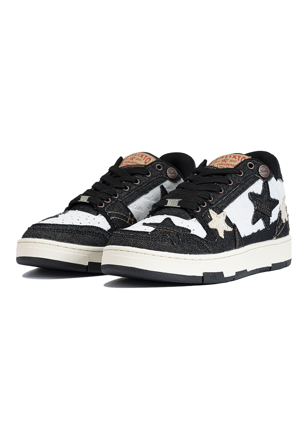 Distressed Denim Star Low-Top Sneakers