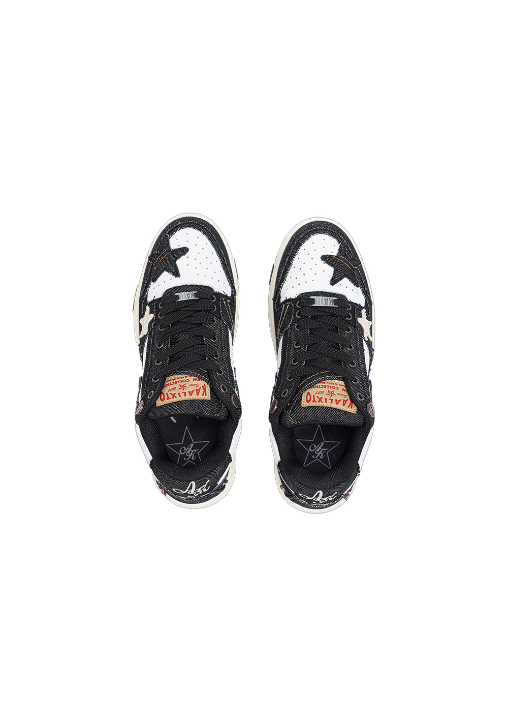 Distressed Denim Star Low-Top Sneakers