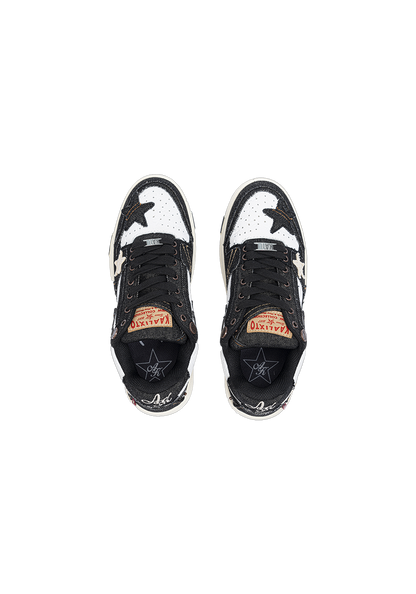 Distressed Denim Star Low-Top Sneakers
