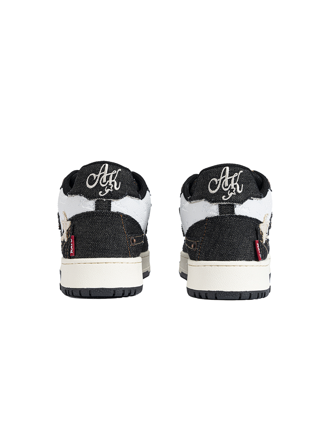 Distressed Denim Star Low-Top Sneakers