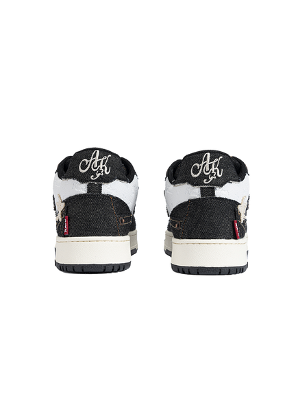 Distressed Denim Star Low-Top Sneakers