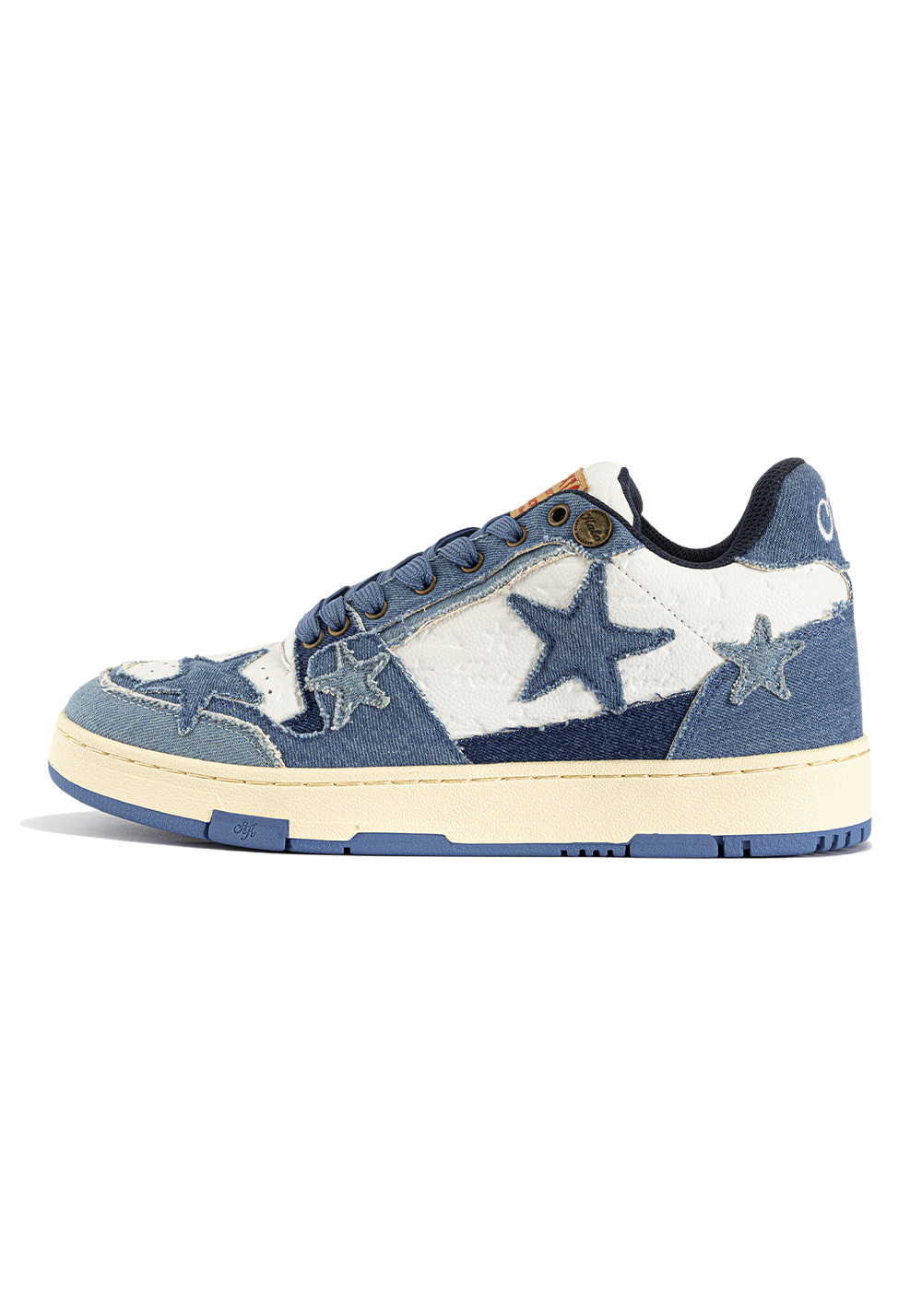 Distressed Denim Star Low-Top Sneakers