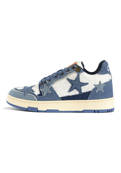 Distressed Denim Star Low-Top Sneakers