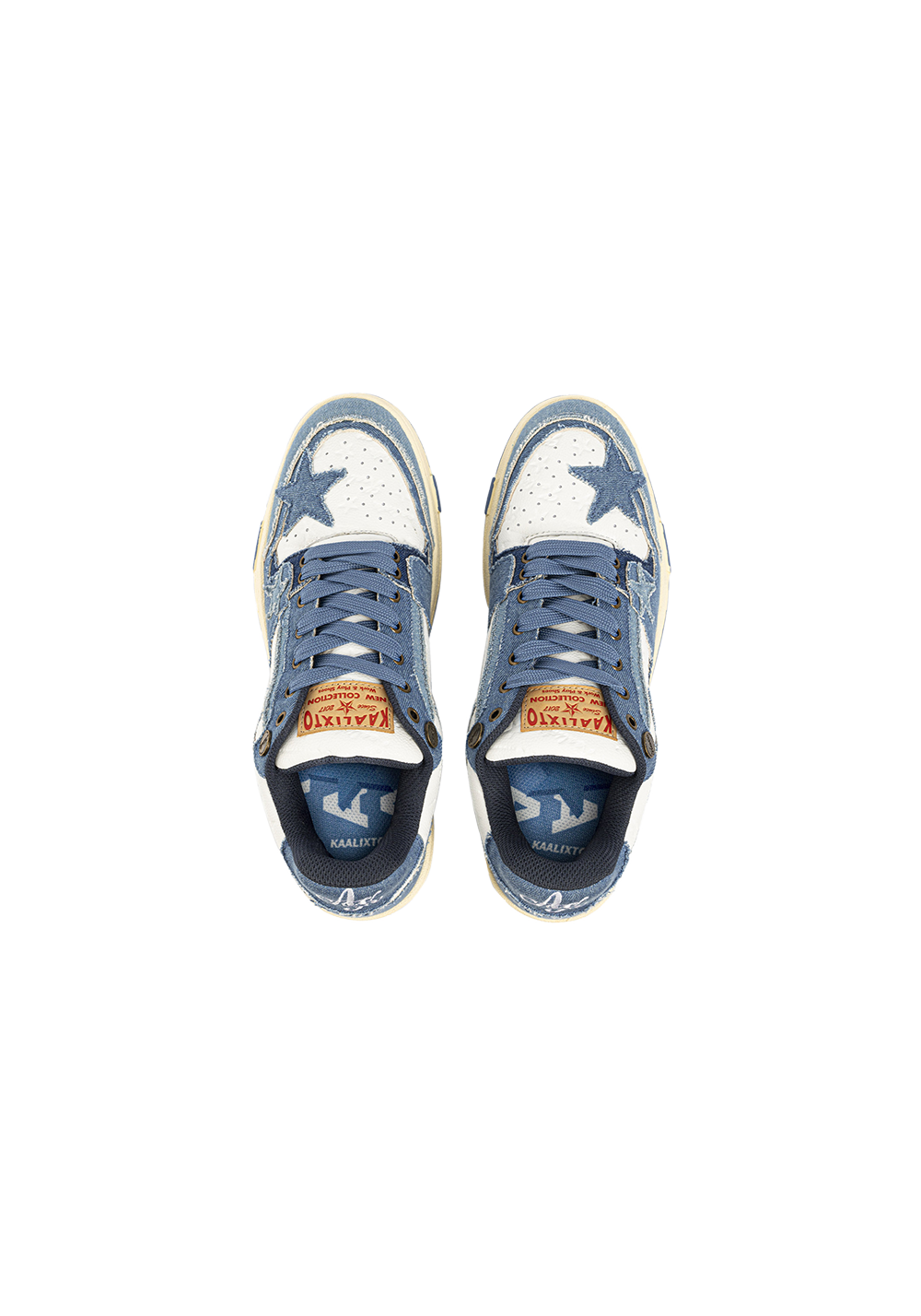 Distressed Denim Star Low-Top Sneakers