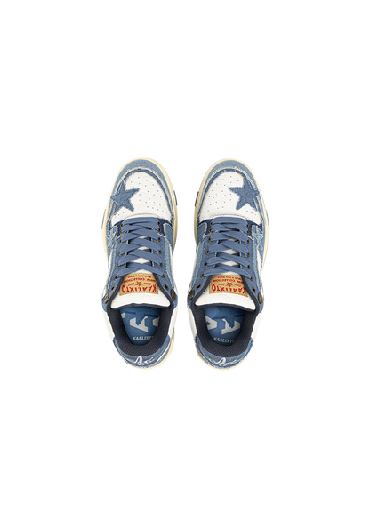 Distressed Denim Star Low-Top Sneakers