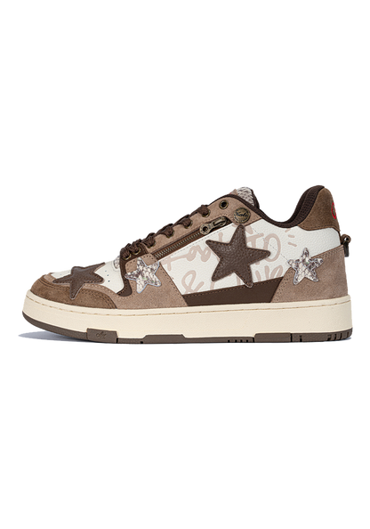 Distressed Denim Star Low-Top Sneakers