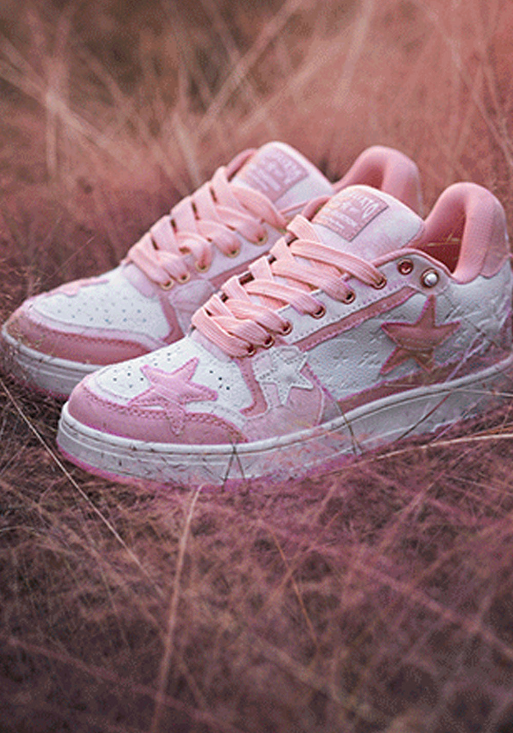 Distressed Denim Star Low-Top Sneakers