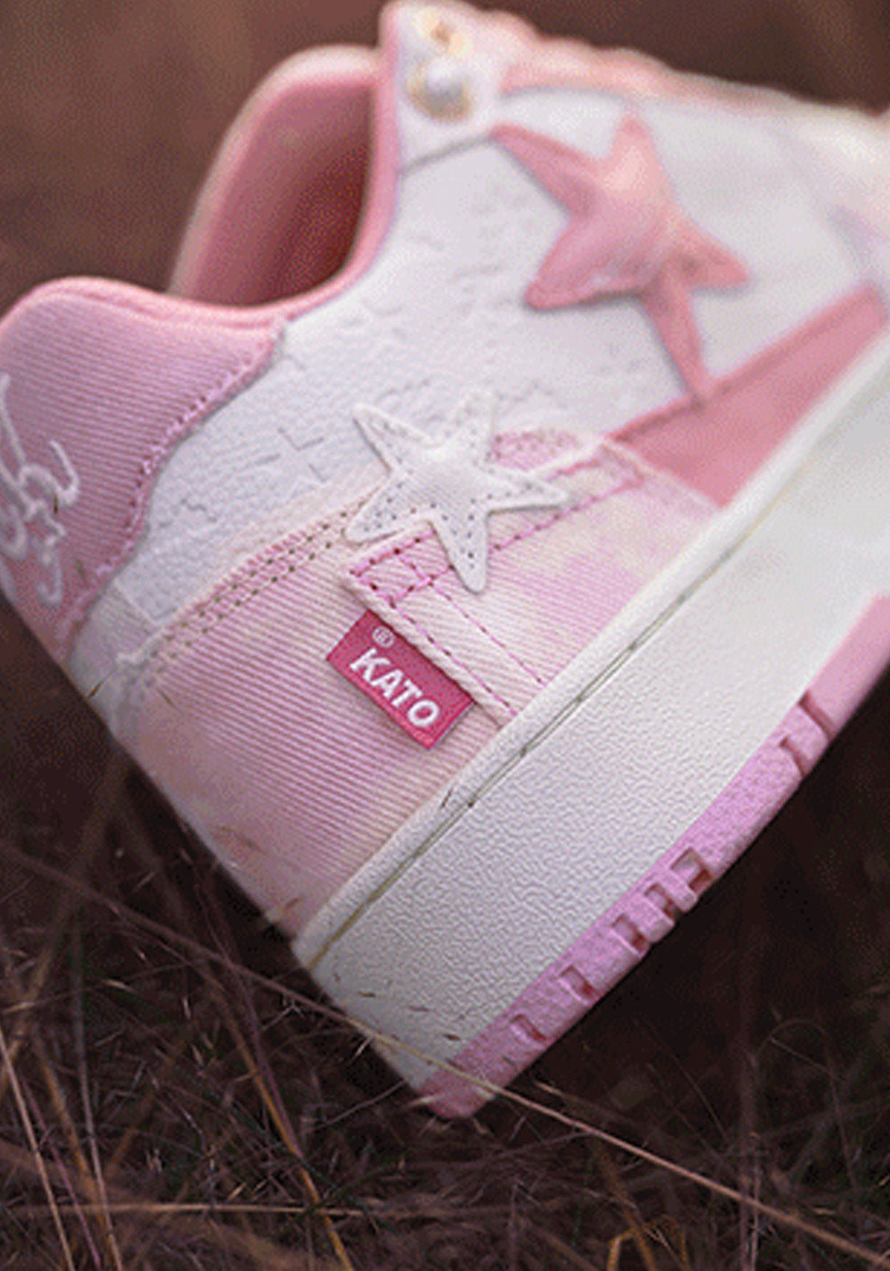 Distressed Denim Star Low-Top Sneakers
