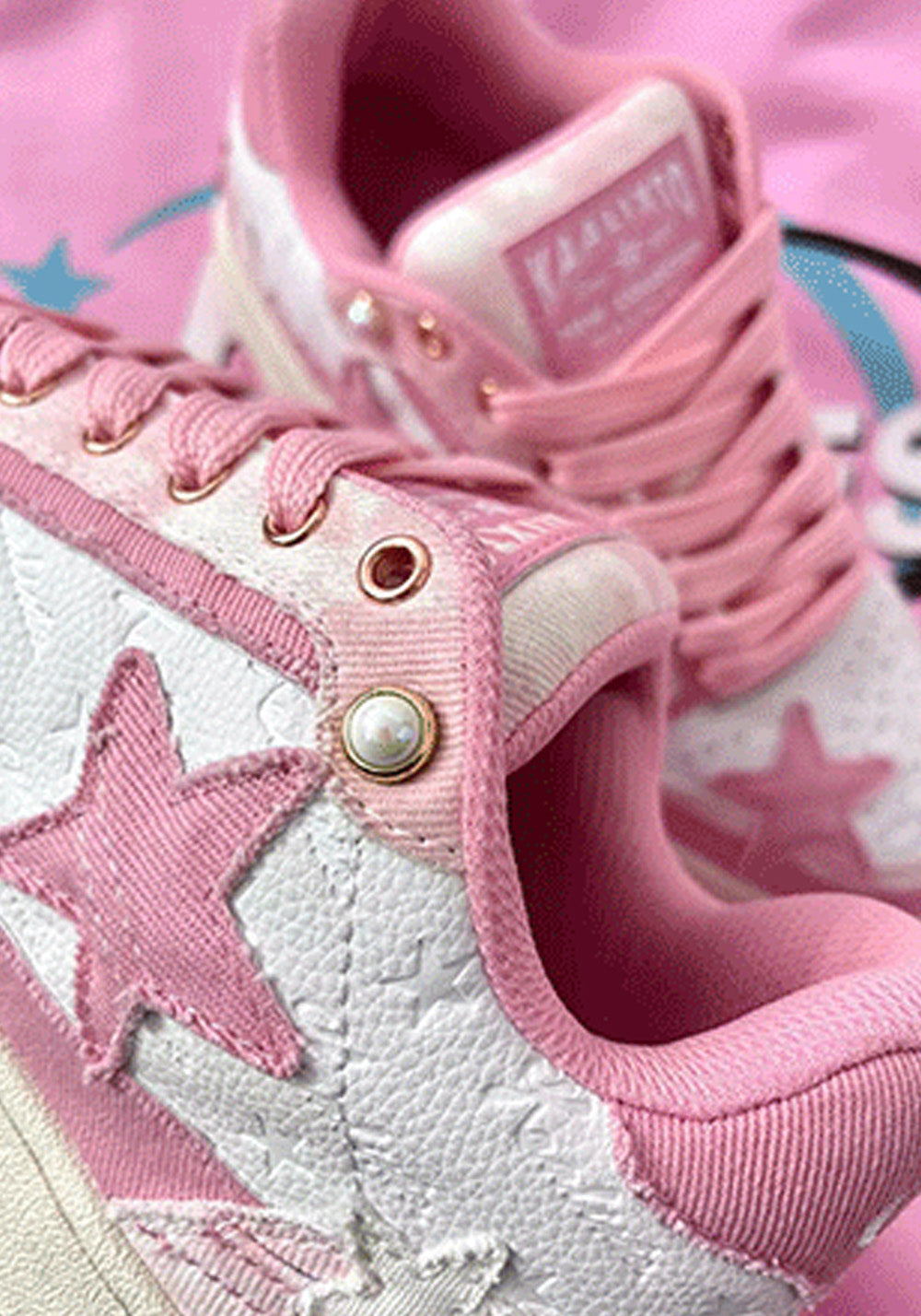 Distressed Denim Star Low-Top Sneakers