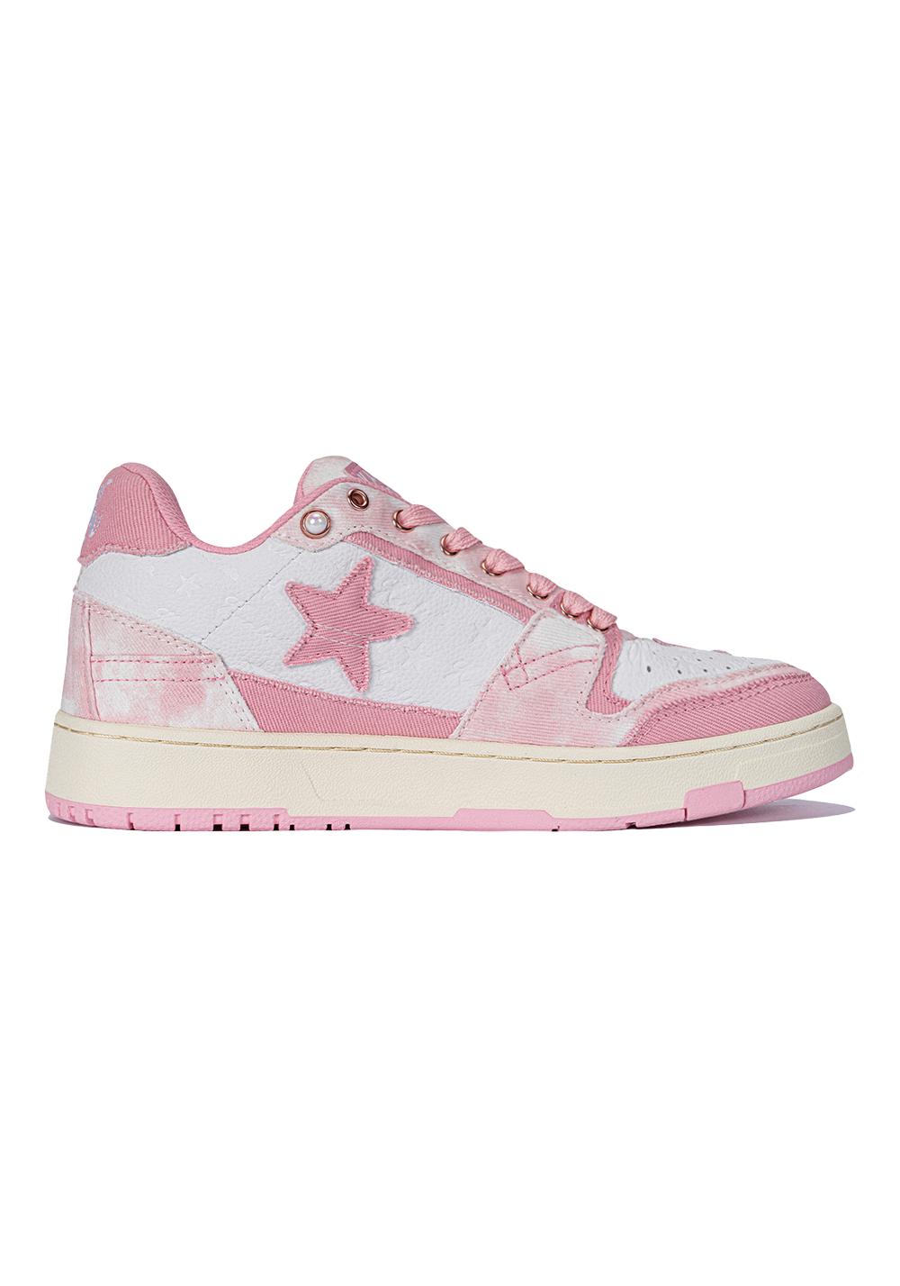 Distressed Denim Star Low-Top Sneakers